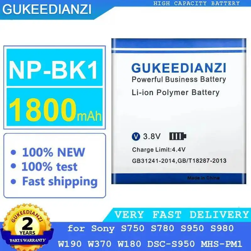 

For Sony S750 S780 S950 S980 W190 W370 W180 Dsc-S950 Mhs-PM1 1800Mah NP-BK1 Camera Battery Environmentally Friendly