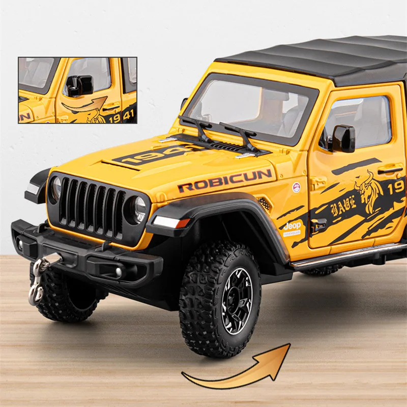1:24 Jeeps Wrangler Rubicon Legering Model Auto Diecasts Metalen Terreinwagens Auto Model Simulatie Geluid en Licht Kinderen speelgoed Gift