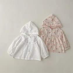 Manteau à Capuche à Manches sulfpour Bébé Fille, Vêtements de Protection Solaire, Doux et Respirant, Sans Motif, Nouvelle Collection Été 2024