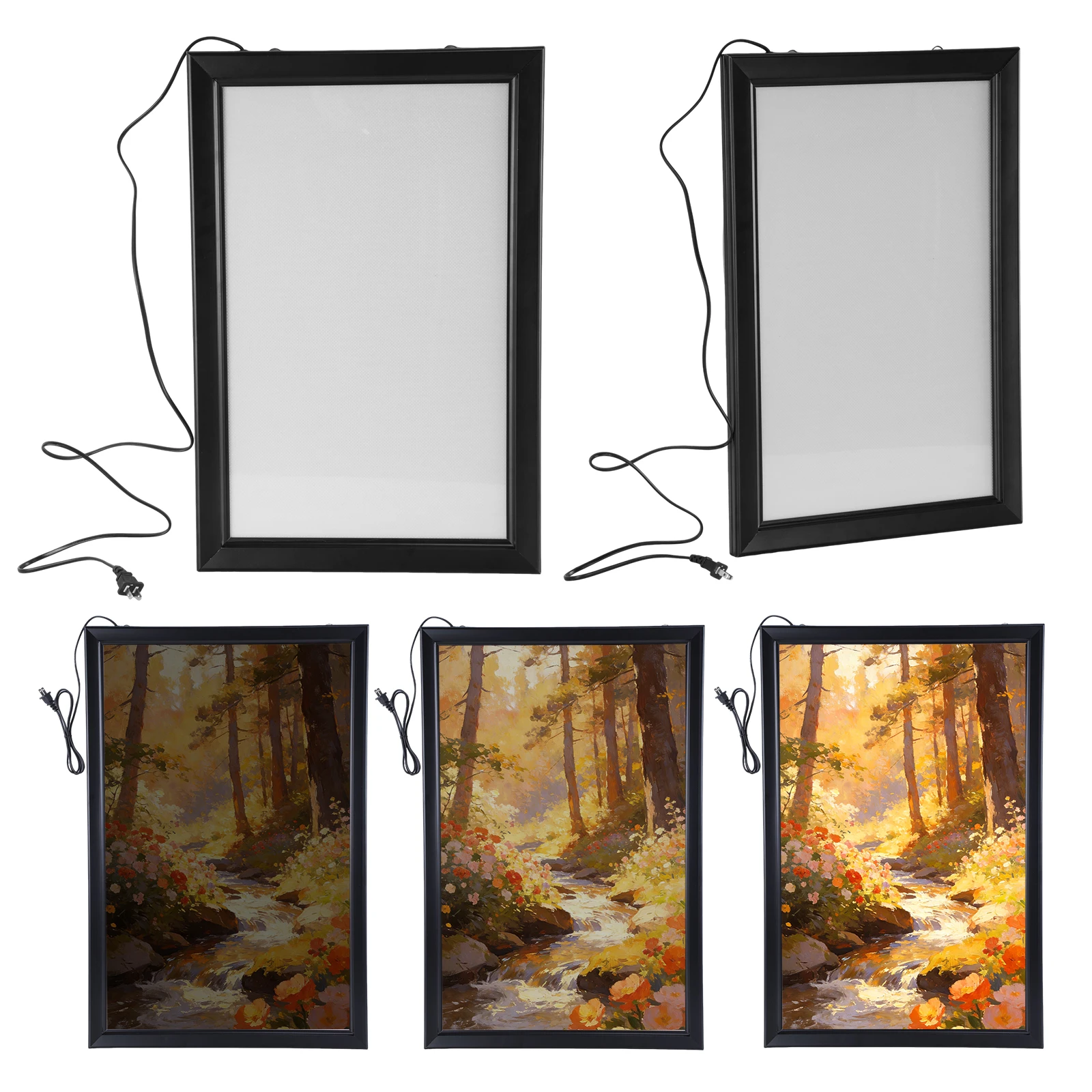 

LED Poster Frame 15.7 X 23.6in with Dimmer Switch Framed Wall Art Lights Backlit Picture Frame for Home Theater Exhibition & Advertising Decor