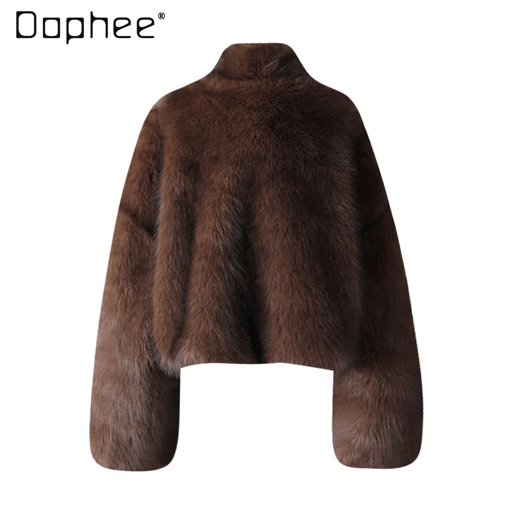 European and American Trendy Personality Versatile Short Fur Coat Women Winter Vintage High-end Thickened Warm Plush Jacket Top