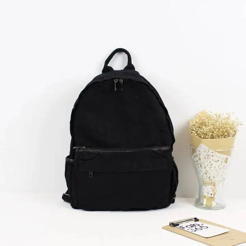 Korean Fashion Washing Water Canvas Shoulder Bag Men And Women Simple Leisure Backpack Sen High School College Students Bag