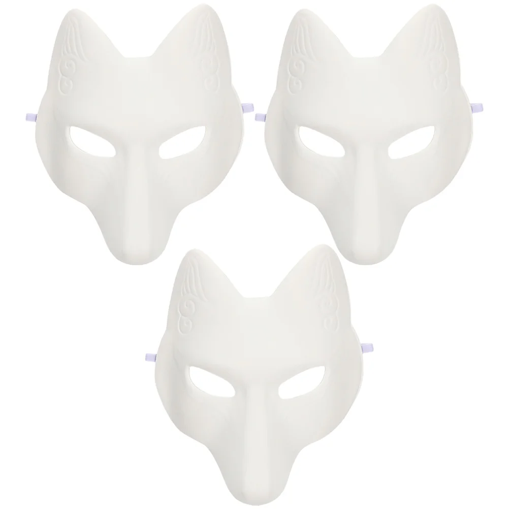 

3 Pcs Myers Mask Halloween Fox White Paper Blank Unpainted Cosplay Masquerade Party Costume Accessories Masks Eye Pu Costumes