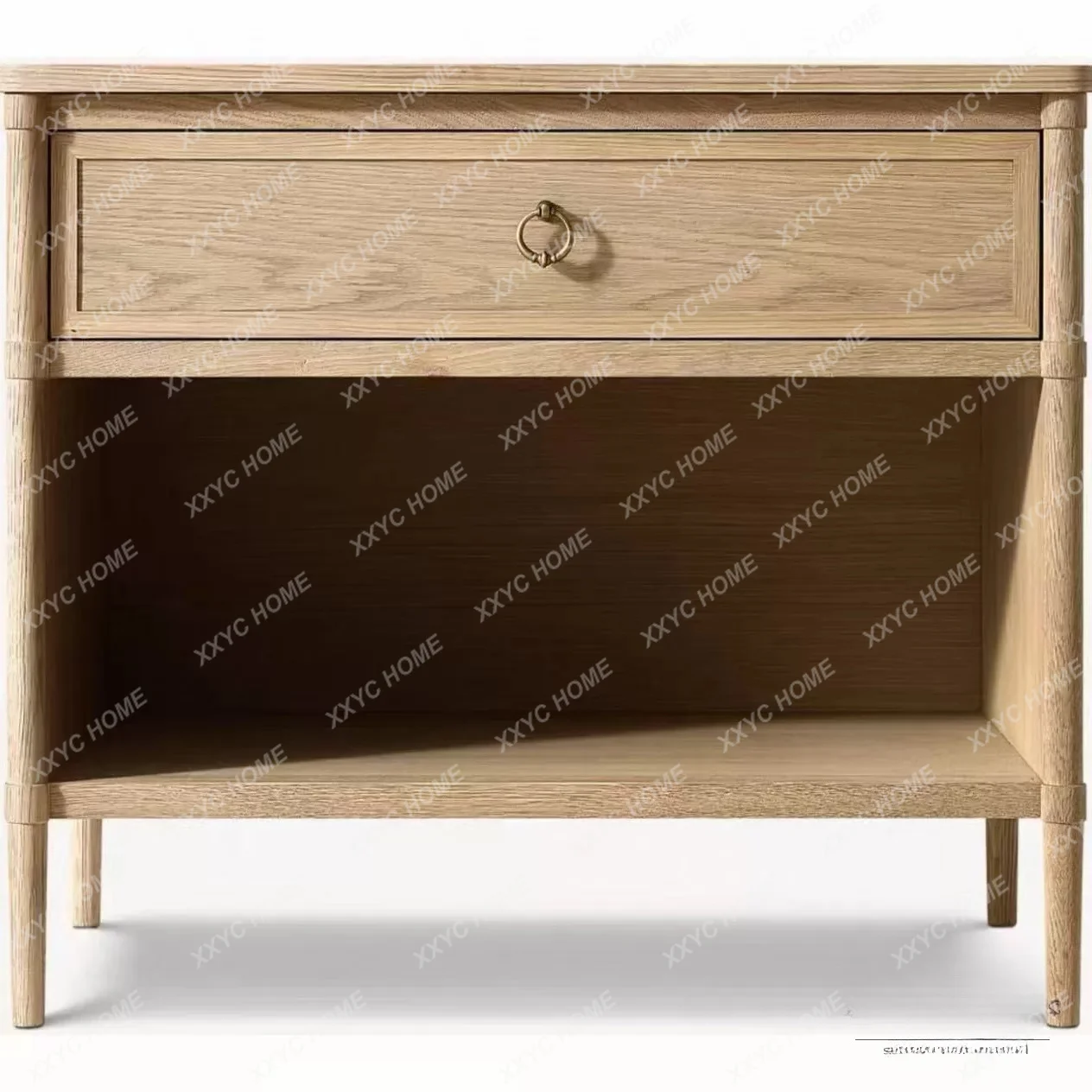 Country solid wood bedside table villa bedroom storage bedside table American RH furniture