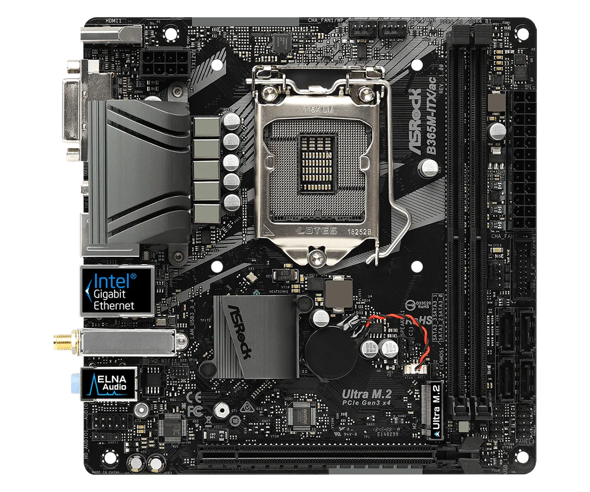 Imagem -02 - Asrock B365m-itx ac Placa-mãe Mini-itx Intel B365 Placa-mãe Lga 1151i78700 9400f 8400 8100 G5500 9700 9900 Cpu Ddr4 32gb