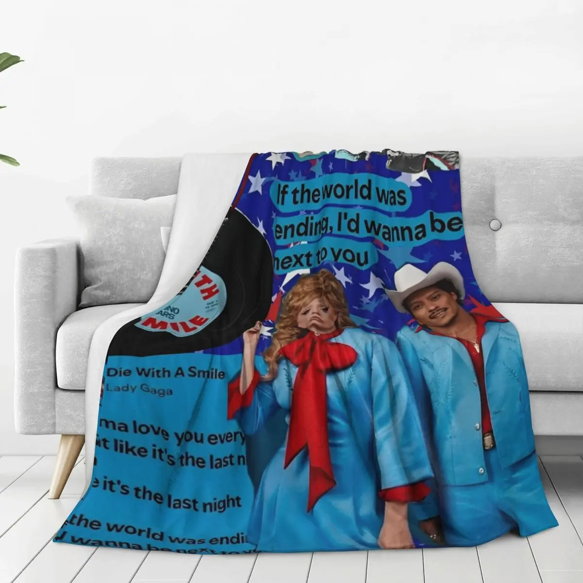 Lady Gaga And Bruno Mars Blanket Warm Cozy Fluffy Throw Die With A Smile Album Blankets for Couch Multi-size Plush Thin Quilt