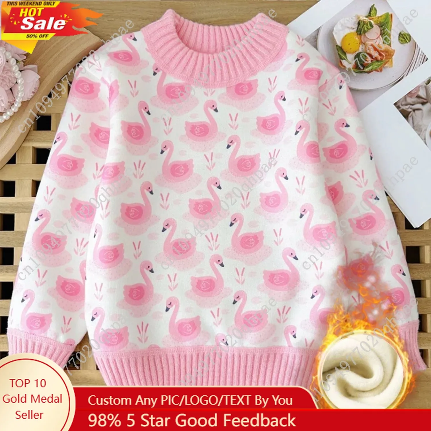 سترة الفتيات سميكة الخريف/الشتاء جديد عصري متعدد الاستخدامات للأطفال محبوك سترة الفتيات حلوة ولطيفة #1