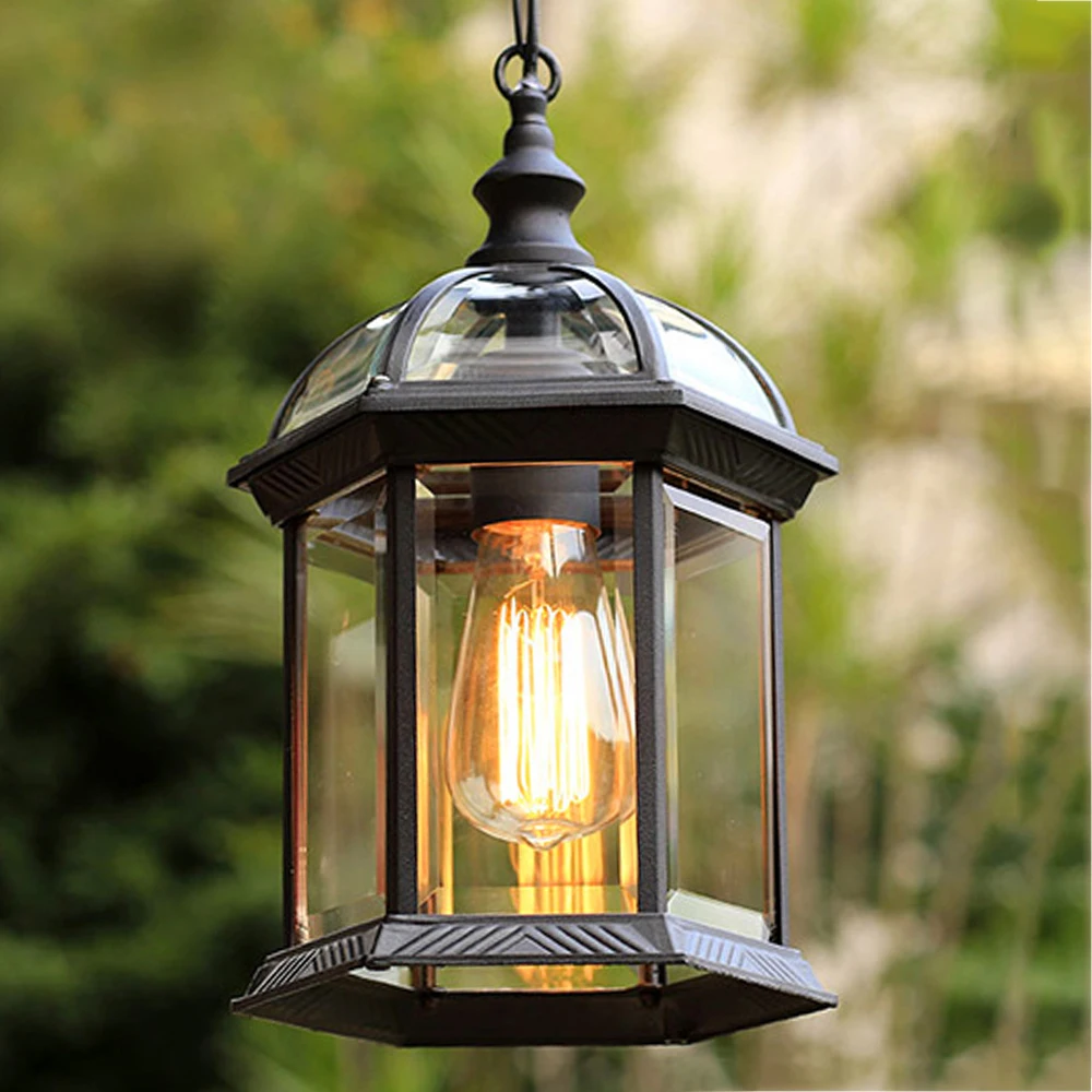 Outdoor waterproof chandeliers European wall lights retro garden lights villa personality creative gazebo corridor hanging lamps