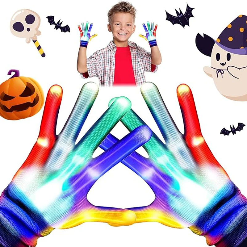 LED Gloves Boys Girls Toys Age 8-12 Years Old Light up Gloves for Kids Teens Halloween Christmas Birthday Parties Fun Toys Gifts