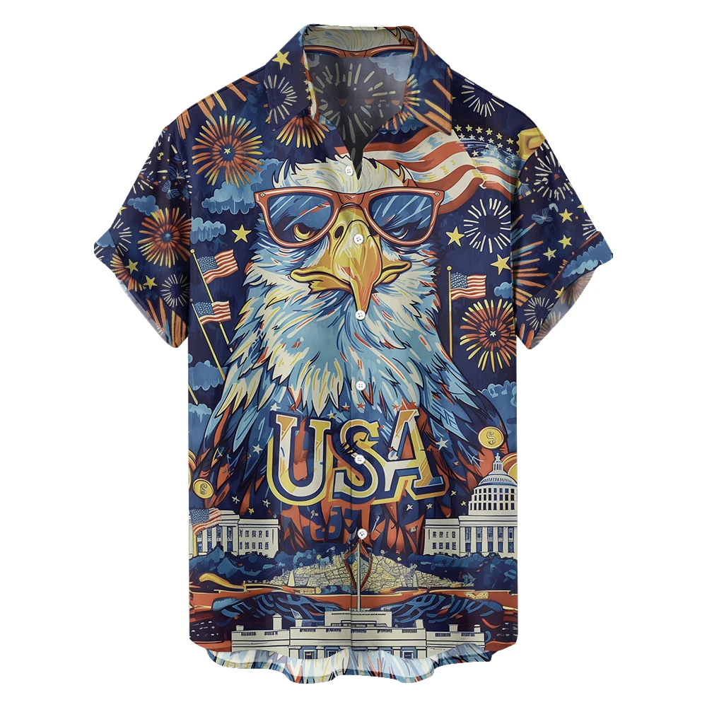 Chemises à manches courtes pour hommes, grande taille, vêtements College, lunettes de soleil, feux d'artifice de Washington, extravaghike, vêtements décontractés, nouveau, 2024