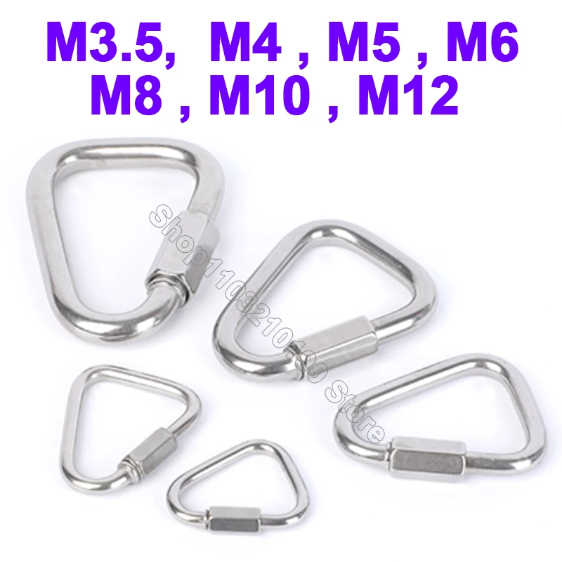 1Pc Stainless Steel Triangle Carabiner Connecting Ring Buckles Snap Hook Lock Rock Climbing Equipment Fast Security Outdoor Tool