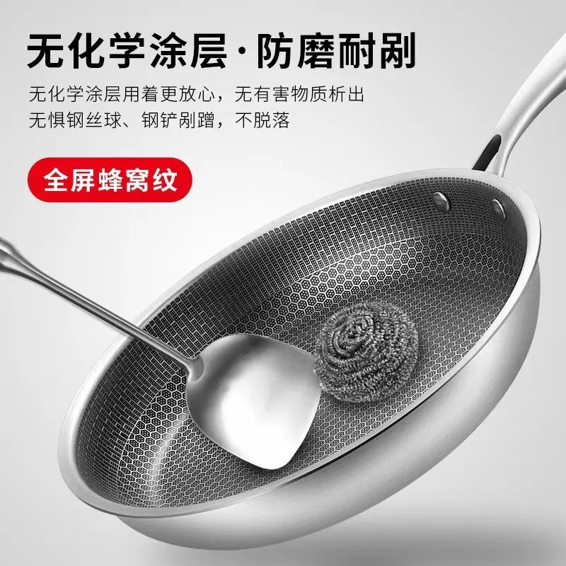 Reusable Frying Pan Nonstick Wok Steak Cooking Pot Skillet Saucepan Induction Single Sided Honeycomb Cookware