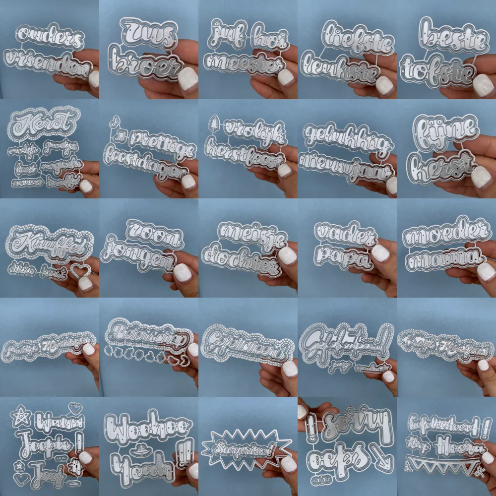 Matrices de découpe en métal, Collection de mots en texte néerlandais, pour bricolage, Scrapbooking, Album Photo décoratif, gaufrage, carte en carton, artisanat