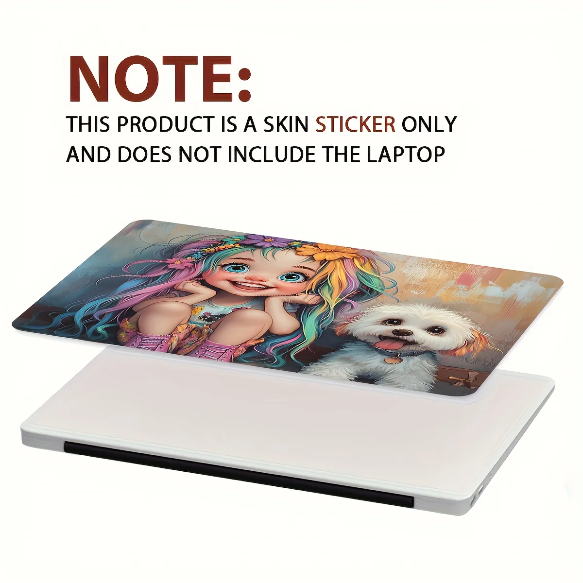 

2-Pack Cartoon Art Laptop Stickers - Waterproof Scratch Protector, Light Beige for Laptops, Netbooks, Cars - Non-Reusable