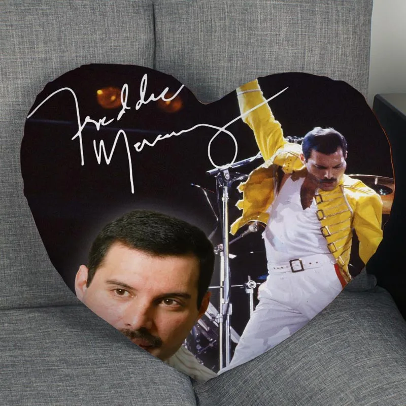 New Arrival Custom Freddie Mercury Zipper Pillowcase Cover Detective Heart Shape Pillow Cover Bedroom Wedding Decorate 1014