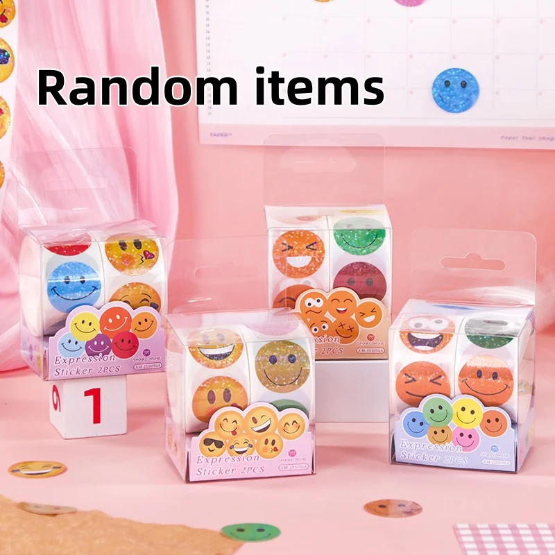 Contain Random Items, Holographic Smile Sticker Tape, Cute Face Stickers for Journaling, Scrapbooking, DIY Art, Gift Wrapping