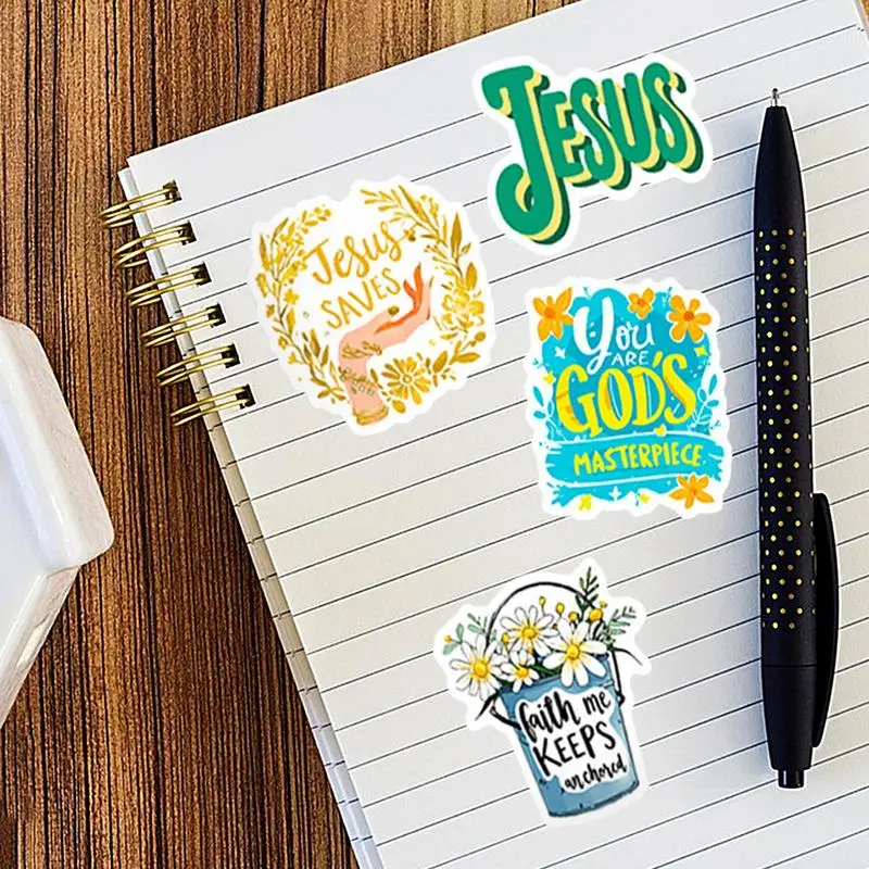 Inspirational Stickers For Cups Bible Inspirational Scrapbook Decals 50X Cute Journaling Stickers Colorful Jesus Stickers For