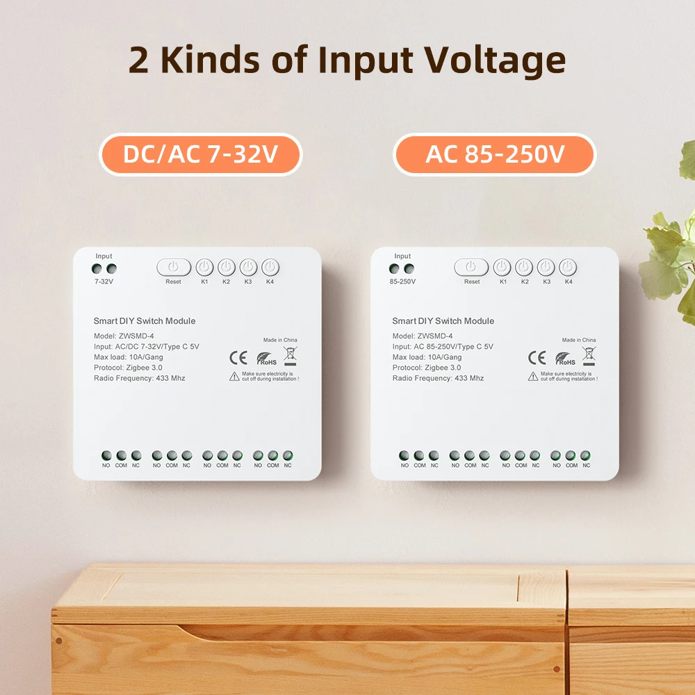 MIUCDA Tuya Zigbee Switch Module 4CH DC 7-32V AC85-250V Smart Wireless RF433 Relay Switch Universal Module For Alexa Google Home