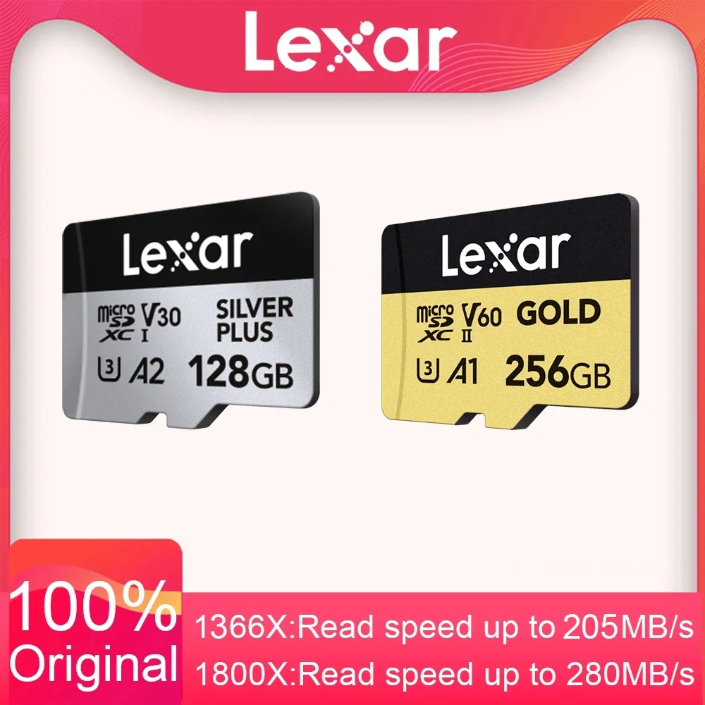 Lexar Gold Micro SD TF Card 1366X UHS I 1800X UHS II A1 A2 U3 V30 V60 4K Memory Card For DJI Drones Nintendo Switch