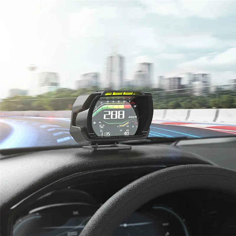 Stablize New OBD+GPS Speedometer Car Head-Up Display HUD Overspeed Alarm Water Temp Tachometer Black