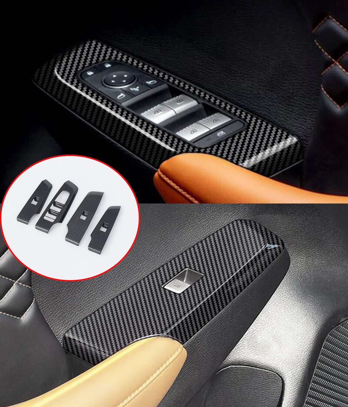 Car Accessories Window Glass Lift Button Switch Frame For Mitsubishi Outlander 2023-24 Auto Parts Door Armrest Panel Decor Cover