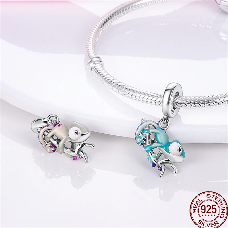 Original 100% S925 Sterling Silver Ocean Series Shell Beaded Chameleon Charms Fit Panda Bracelet DIY Women's Jewelry Hot Sale