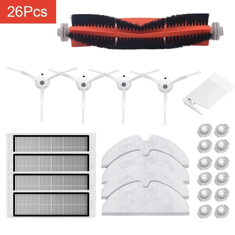 26PCS Spazzola Principale Spazzola Laterale Filtro HEPA Lavapavimenti per Xiaomi 1S Rock S6 S5 S60 S5 S50 S55 E25 E35 Parti per Vaccum Cleaner Accessori