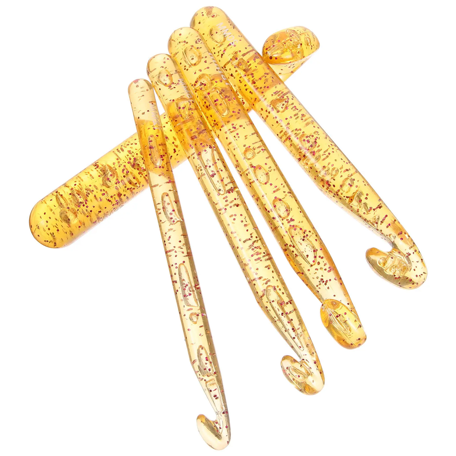 

5Pcs Colorful Crystal Crochet Hooks Set Plastic Yarn Weaving Tools Comfort Grip for Knitting Sweaters Scarves Gloves Blankets