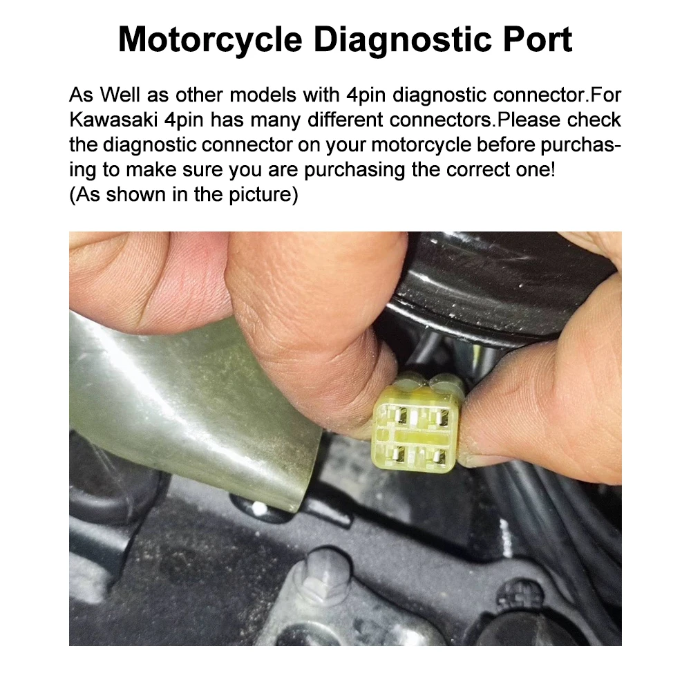 4Pin OBD2 Adapter For Kawasaki Z250 Z650 Z1000 ER6N EX650F