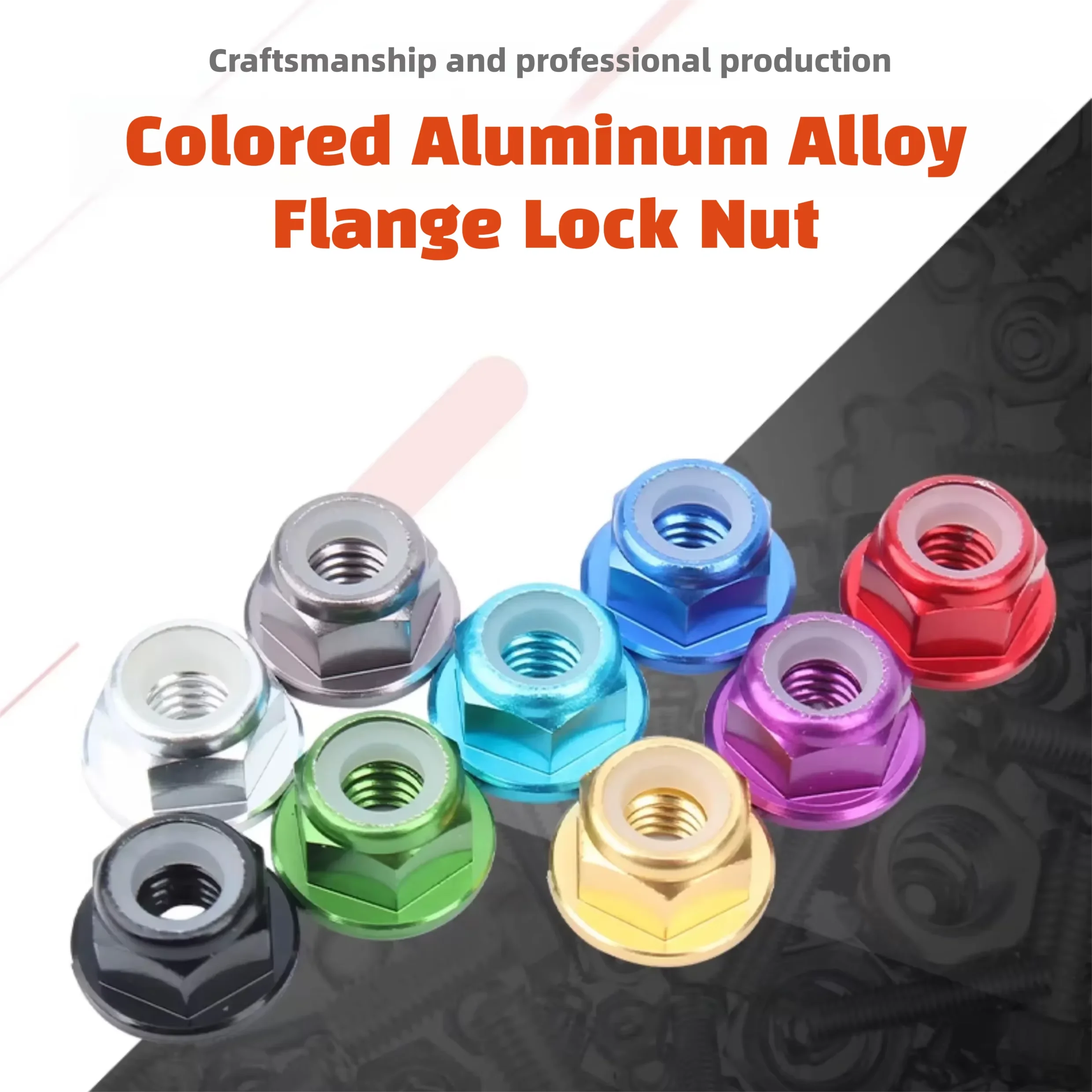M2 M2.5 M3 M4 M5 M6 M8 Colorful Aluminum Alloy Flange Nut Nylon Insert Lock Nut Self-locking Nut Anti-looseNut CW for RC