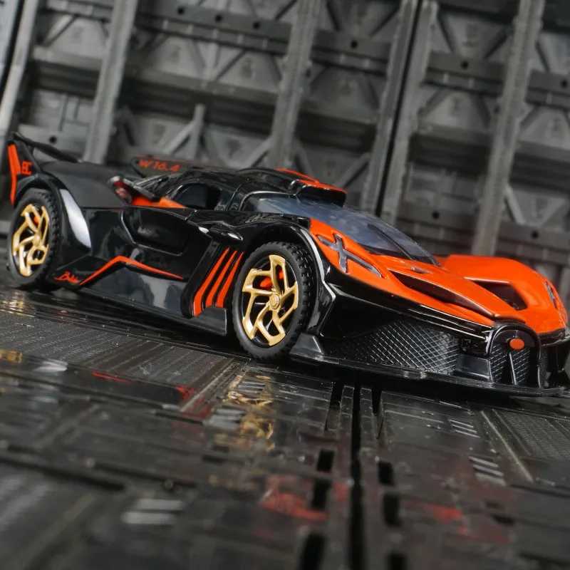 Modelo de carreras de aleación Bugatti bolide de simulación 1:32, colección de adornos de coche, puertas y capó de motor, maletero se puede abrir