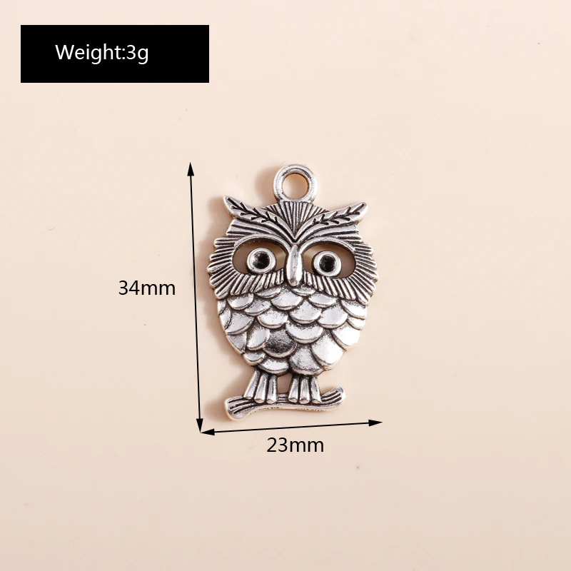Leslie 10 Stück silberfarbene Metall-Tier-Anhänger, Legierung, Eule, Hund, Spinne, Elefant, Charms, DIY-Schmuckherstellung, Halsketten, Armband, Basteln – Detail 9