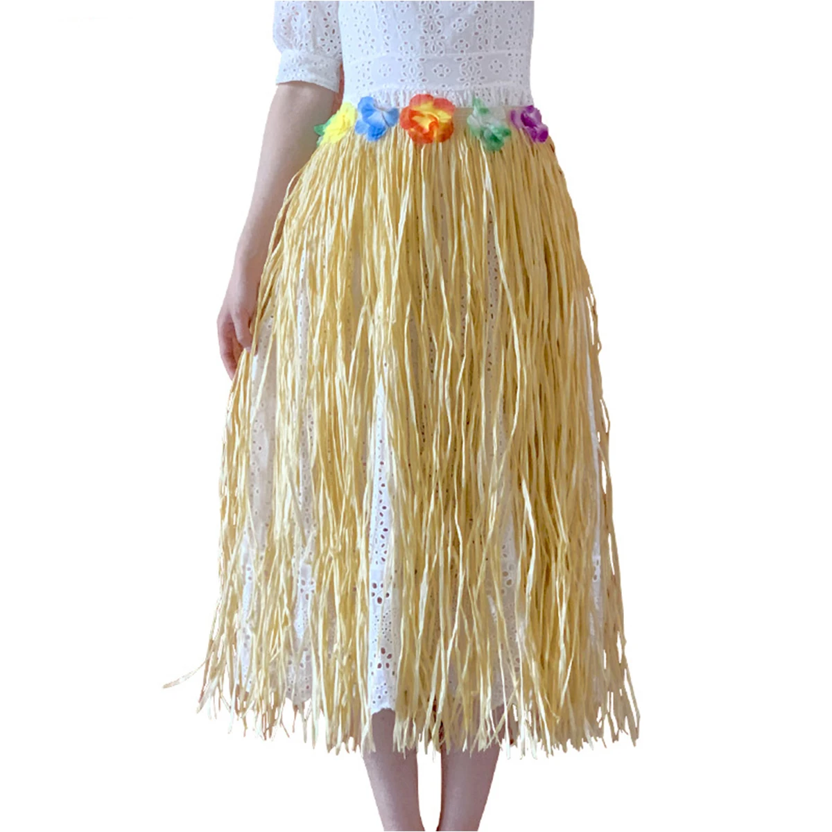 40/80cm Hawaii Simulation Flowers Straw Skirt Summer Beach Holida Adults Kids Dressing Happy Tropical Aloha Hawaiian Party Decor