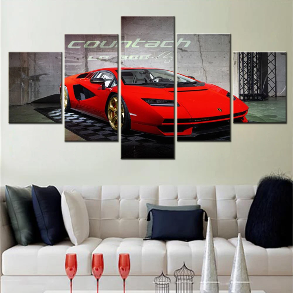 

5 Pieces Wall Art Canvas Poster Cars Countach LPI 800-4 Home Decor Wallpaper Painting Living Room Picture Print Bedroom Mural