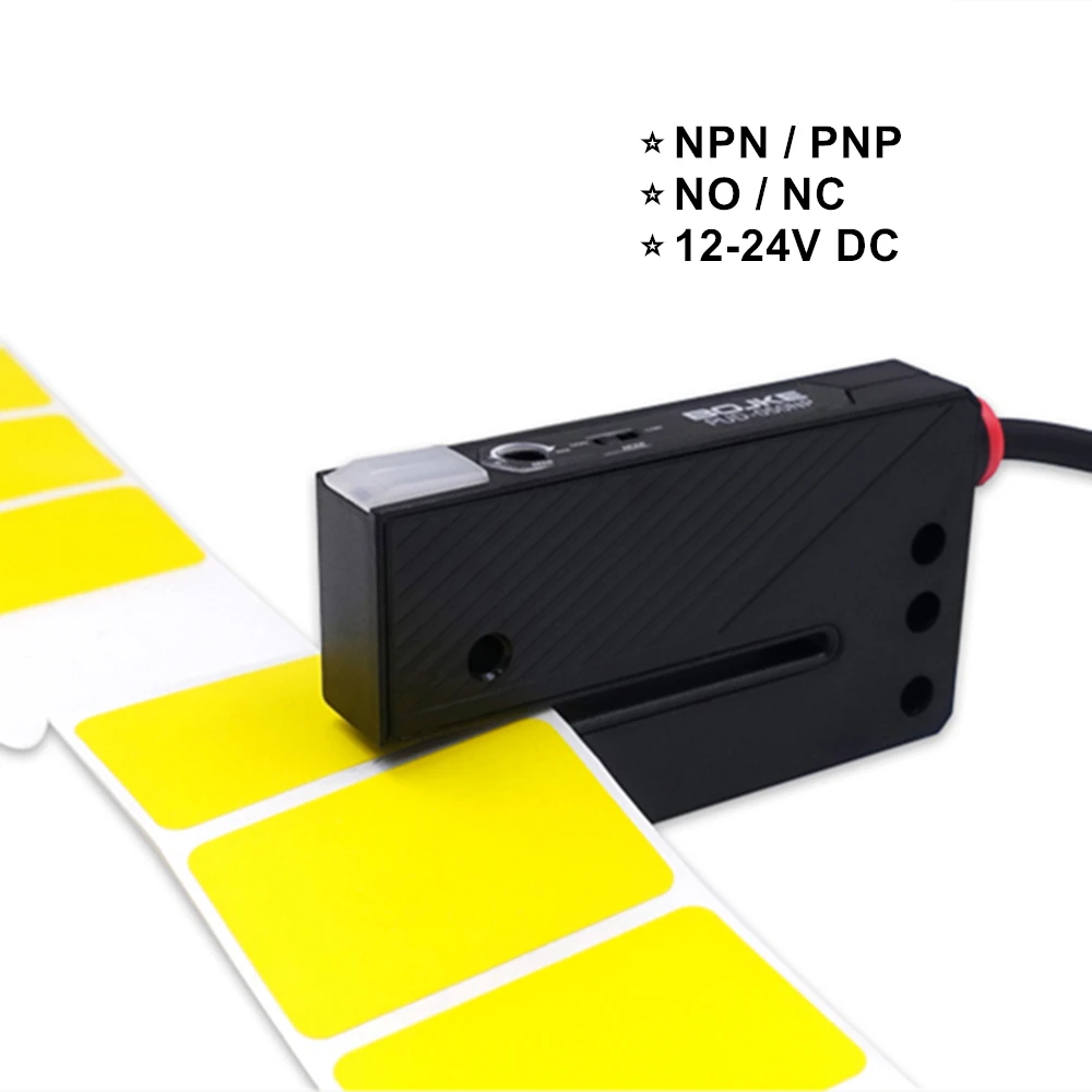 เซ็นเซอร์สวิตช์โฟโตอิเล็กทริกแบบติดฉลาก NPN PNP PUD-050NP NO NC แถบติดฉลากแบบมีกาวในตัว เครื่องนับจำนวน ตรวจจับ ระบุตำแหน่ง ตัวม้วนเก็บสาย
