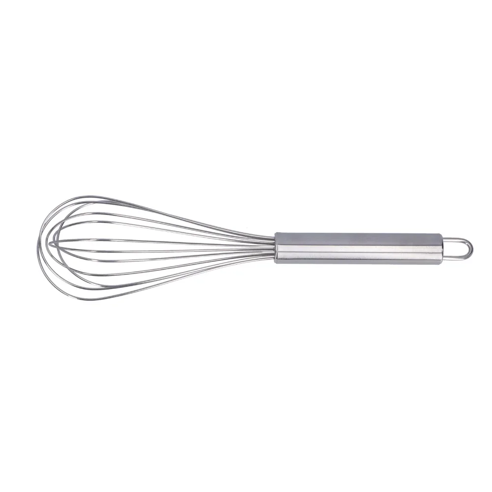 Food Grade Stainless Steel Whisk 12-Wire Stainless Steel Manual Egg Beater Hanging hole Easy Clean Egg Mixer DIY Baking