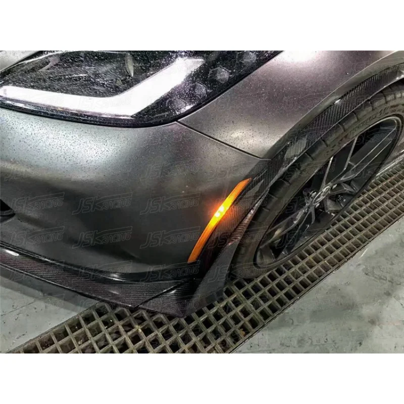 Carbon Fiber Front Fender Flame Extensions For 2014-2016 Chevrolet Corvete C7 Z51 Z06 Stingray