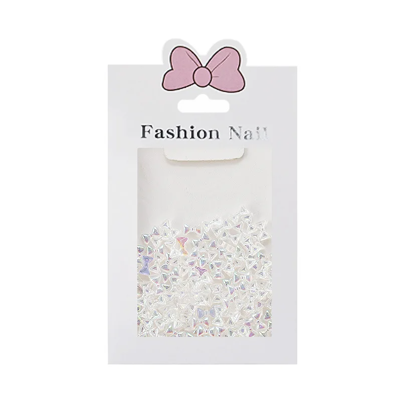 100 Uds Mini Aurora pajarita transparente 3d acrílico Nail Art Charms accesorios con lazo para manicura suministros de decoración de uñas