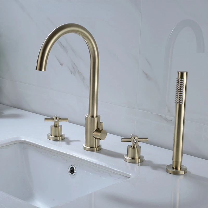 

All Copper Rotary Bathtub Faucet Hot and Cold Water Four Hole Shower