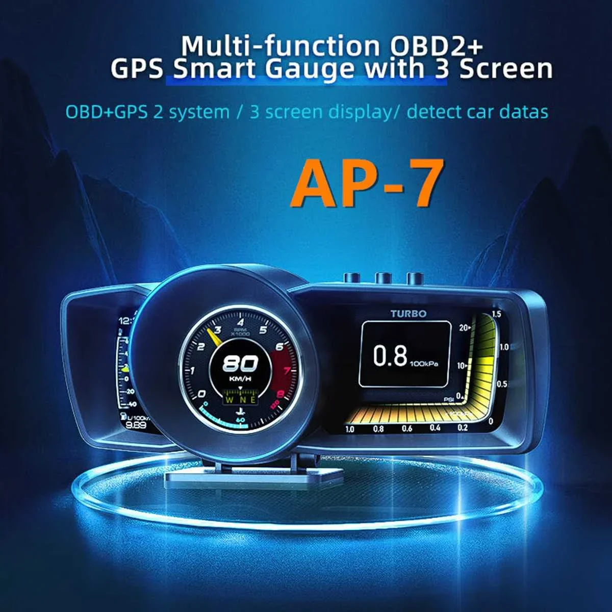 NEW Universal HUD OBD2 Head Up Digital LCD Display Auto Scanner Direction Tips Computer Turbo Brake Test Car Alarm