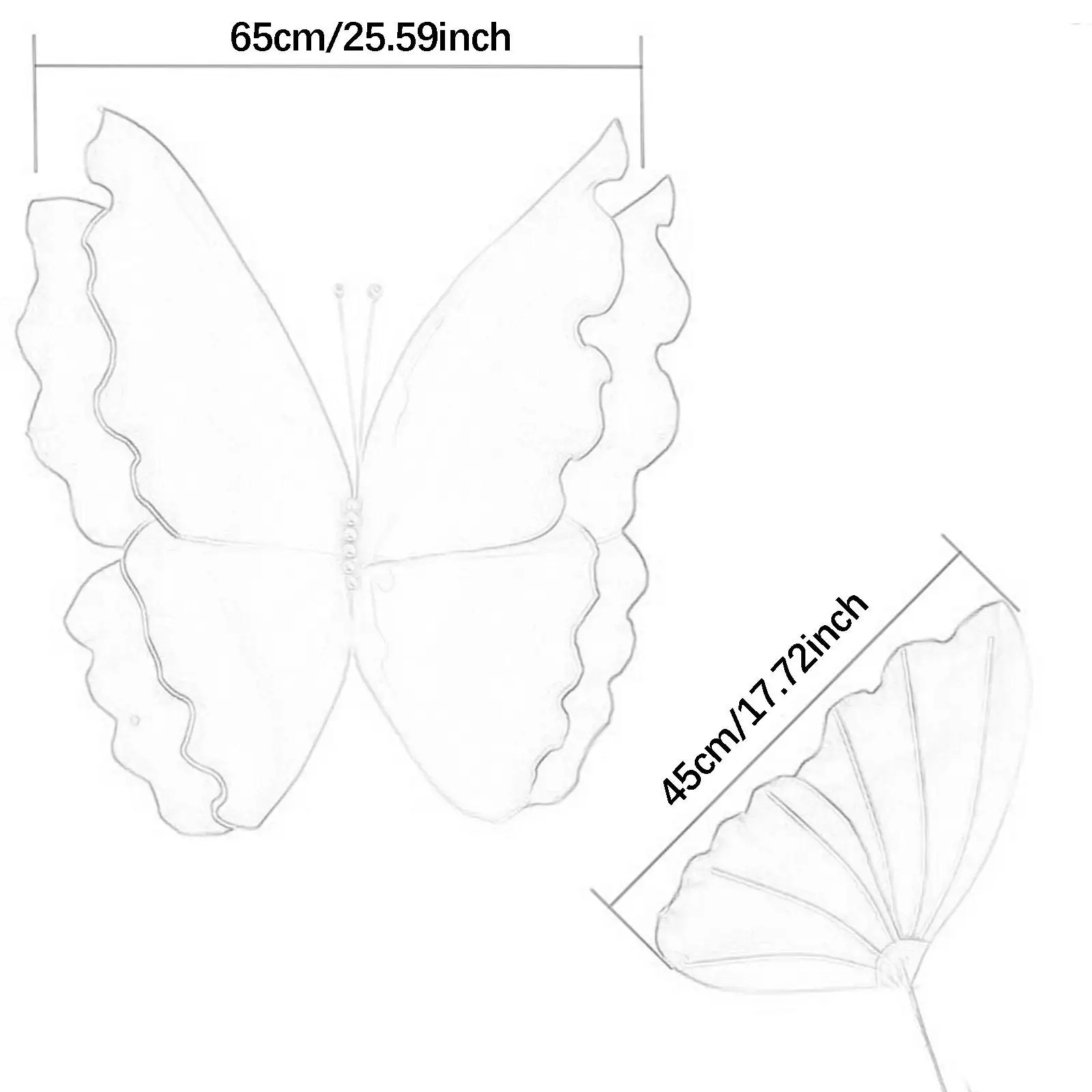 Gauze Butterfly DIY Wall Accent Window Art Huge Display Wedding Decoration for Garlands Birthday Bridal Shower Photography Props
