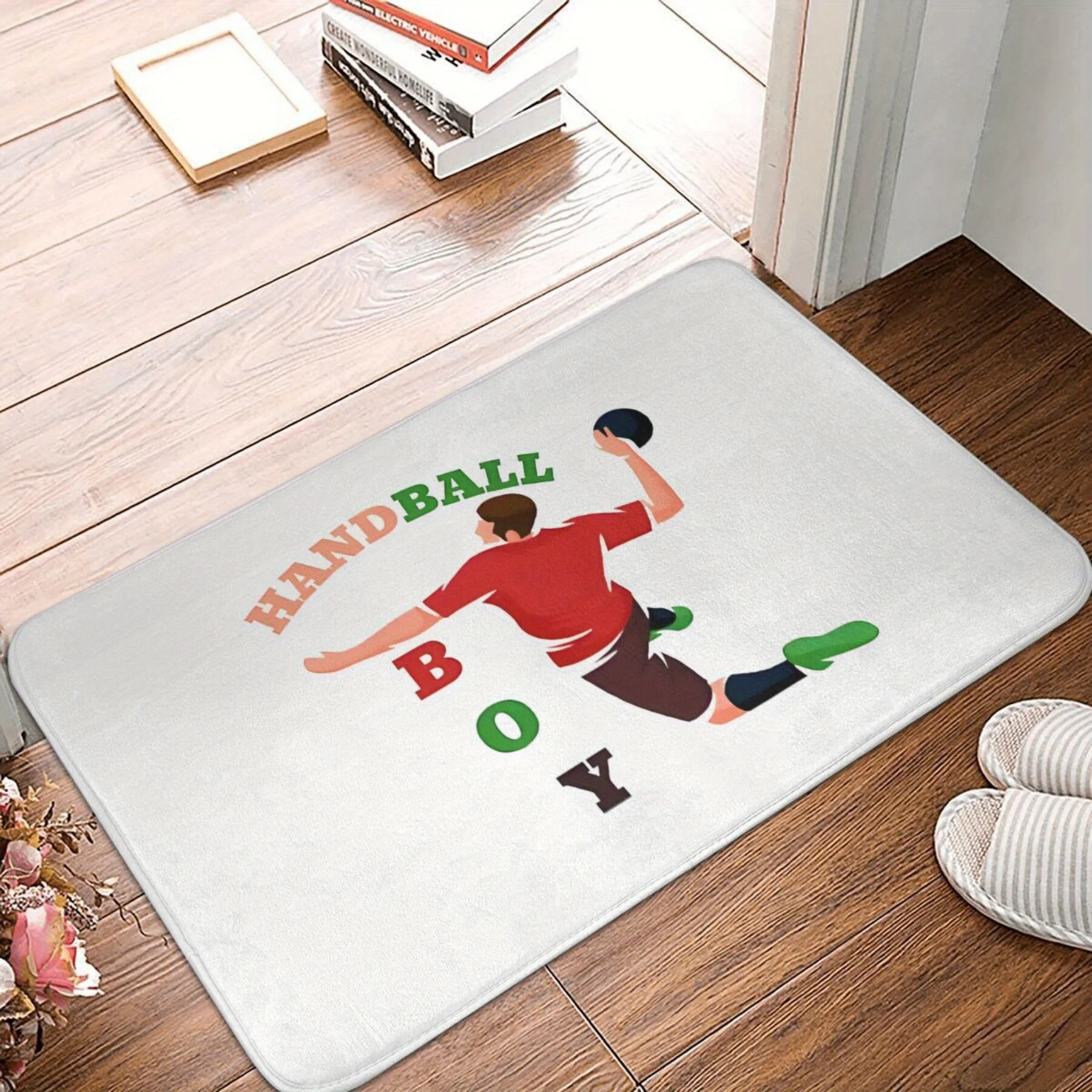 Alfombra de bienvenida antideslizante con diseño de jugador de balonmano, alfombra deportiva para el suelo, para entrada, gimnasio, vestuario, decoración del hogar, regalo
