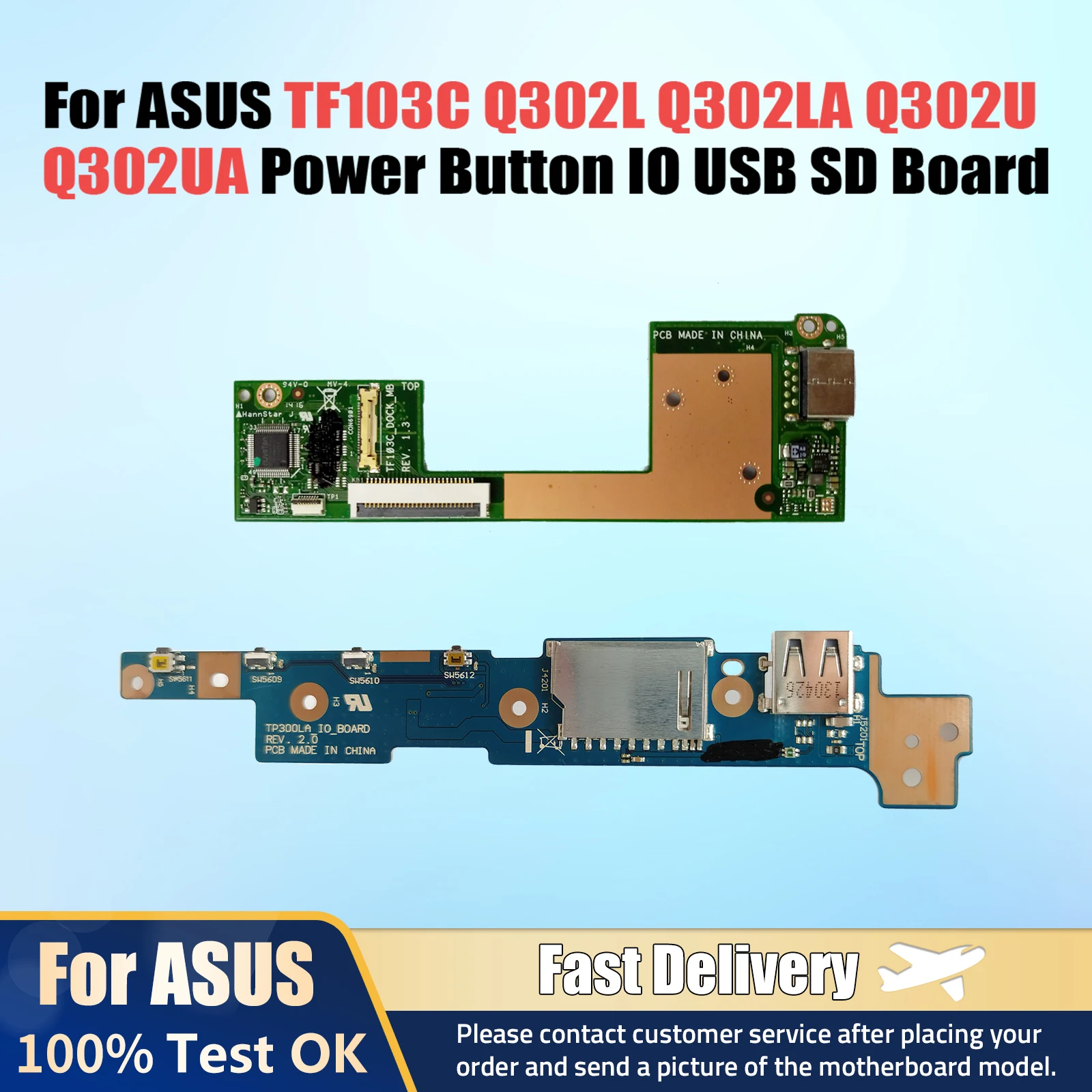 For ASUS TF103C Q302L Q302LA Q302U Q302UA TP300 TP300L TP300LA TP300LD Q302LA Power Switch Button IO USB SD Board