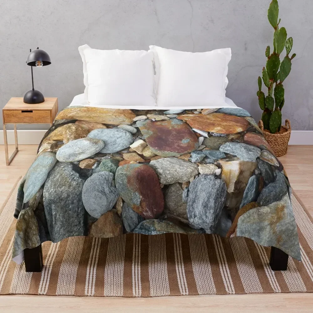 

Natural River Stones, mineral rocks Throw Blanket Luxurious Soft Fuzzy Blanket for Sofa Bed