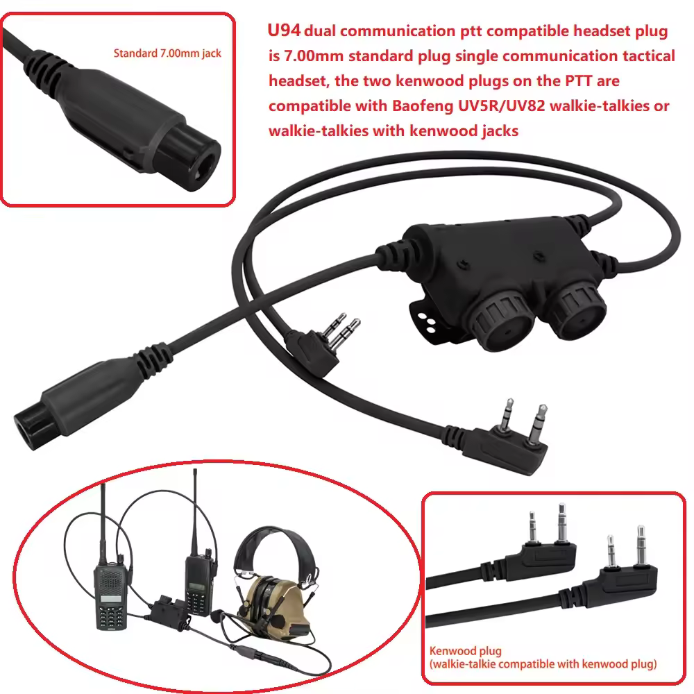 Casque de tir DulU94 Ptt pour la communication des touristes, prise à broche Mend2, compatible avec DulMédiateur set, COMTA SORDIN