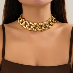 PuRui Punk Thick Chunky Necklace Choker for Women Gold Color CCB Link Chain Collar Jewelry On The Neck Ladies Party Wedding 2024