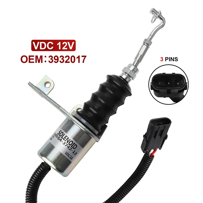 2X 12V Fuel Shut Off Solenoid For Deutz  RSV Perkins Synchro Start 1751ES Engine 3932017 SA-3742-12