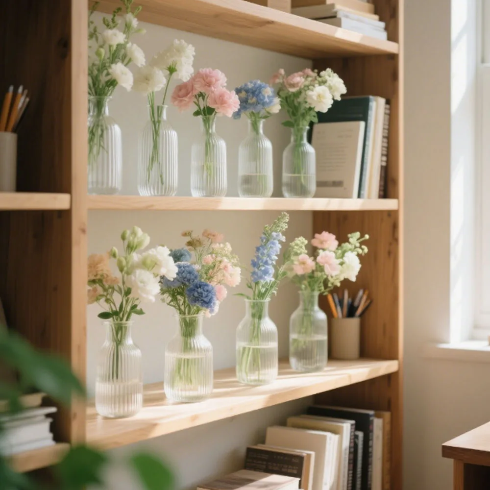 16/25 упаковок, 20 см, прозрачная высокая ваза с вертикальным узором для дома, эстетическое украшение, цветочная композиция своими руками