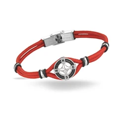 Runda Men's Bracelet Compass Pattern Stainless Steel Blue Chain Adjustable Fashion Nautical Braided Rope Bracelet for Men