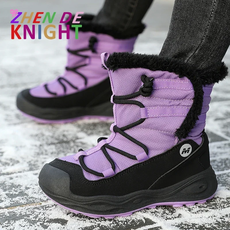 New Arrival Fashion Sneakers Comfortable Warm Children Snow Boots Baby Princess High Top Shoes Girls Boys Plush Waterproof Boots